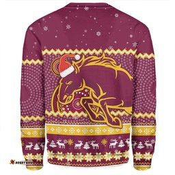 Amazing Aussie Brisbane Broncos Christmas Custom Ugly Xmas And Aboriginal Patterns For Die Hard Fan Sweatshirt