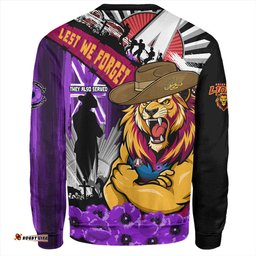 Amazing Aussie Brisbane Lions ANZAC Day Honor Purple Valor And Spirit Sweatshirt