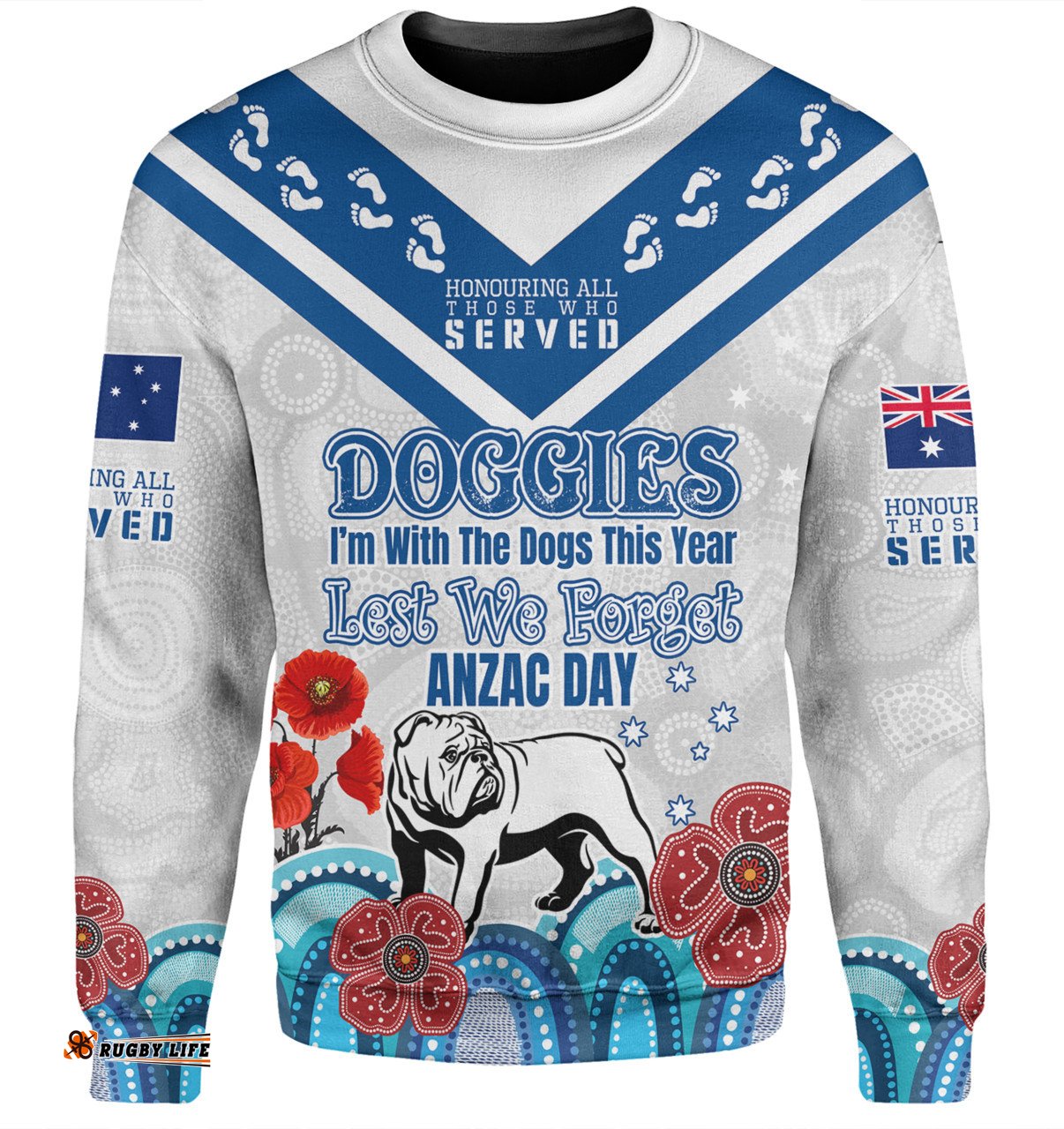 Amazing Aussie Canterbury Bankstown Bulldogs Anzac Custom Anzac Day I'm With The Doggies Sweatshirt