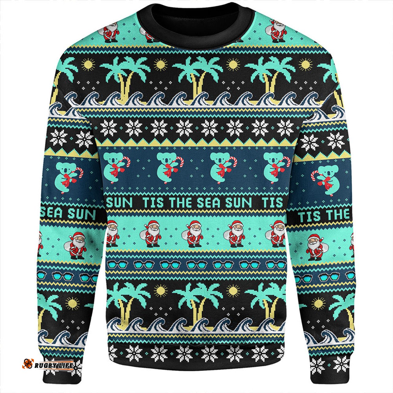 Amazing Aussie Australia Sunny Christmas By The Sea Black Sweatshirt