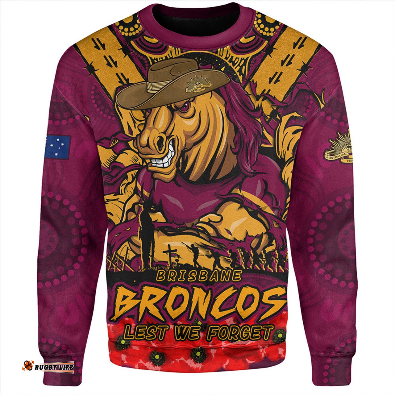 Amazing Aussie Brisbane Broncos Ripped Legacy Of The Game The ANZAC Spirit Lives On Sweatshirt