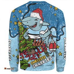 Amazing Aussie Cronulla Sutherland Sharks Christmas Custom Let's Get Lit Chrisse Pressie Sweatshirt