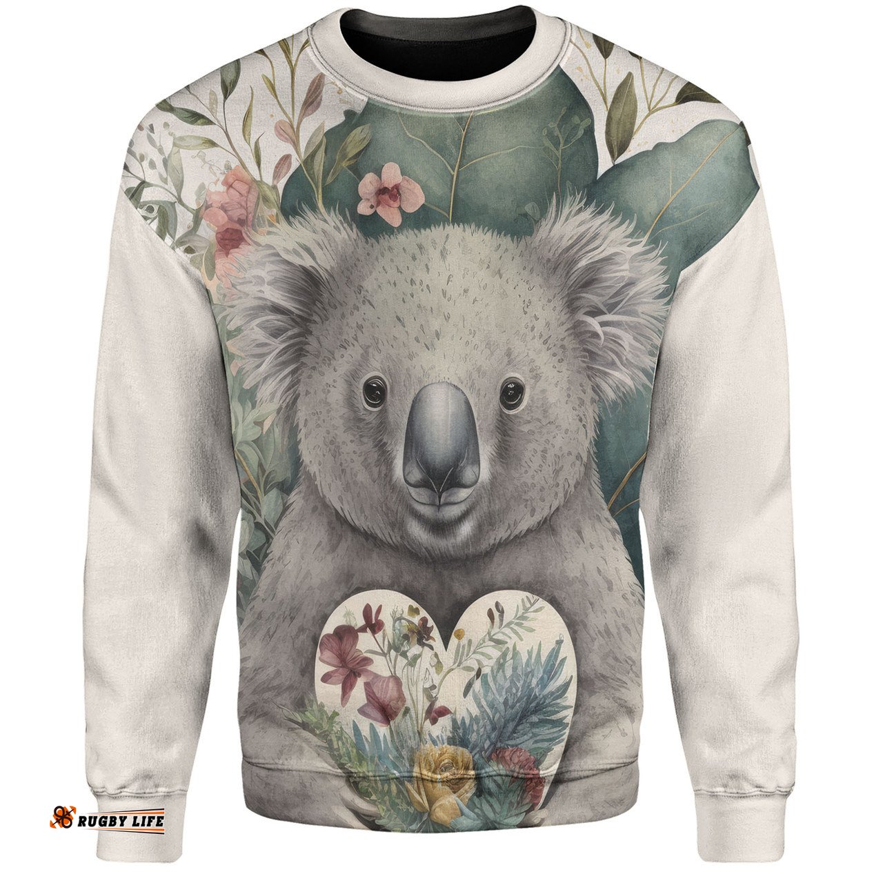 Amazing Aussie Australia Koala Koala Holding A Heart Adorned With Flowers Sweatshirt