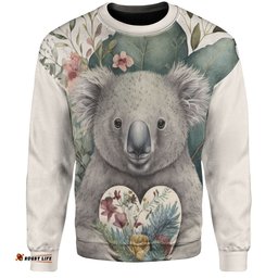 Amazing Aussie Australia Koala Koala Holding A Heart Adorned With Flowers Sweatshirt