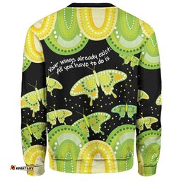 Amazing Aussie Australia Aboriginal Green Butterflies Art Inspired Sweatshirt