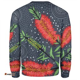 Amazing Aussie Australia Flowers Aboriginal Red Bottle Brush Tree Depicted In Aboriginal Style Sweatshirt