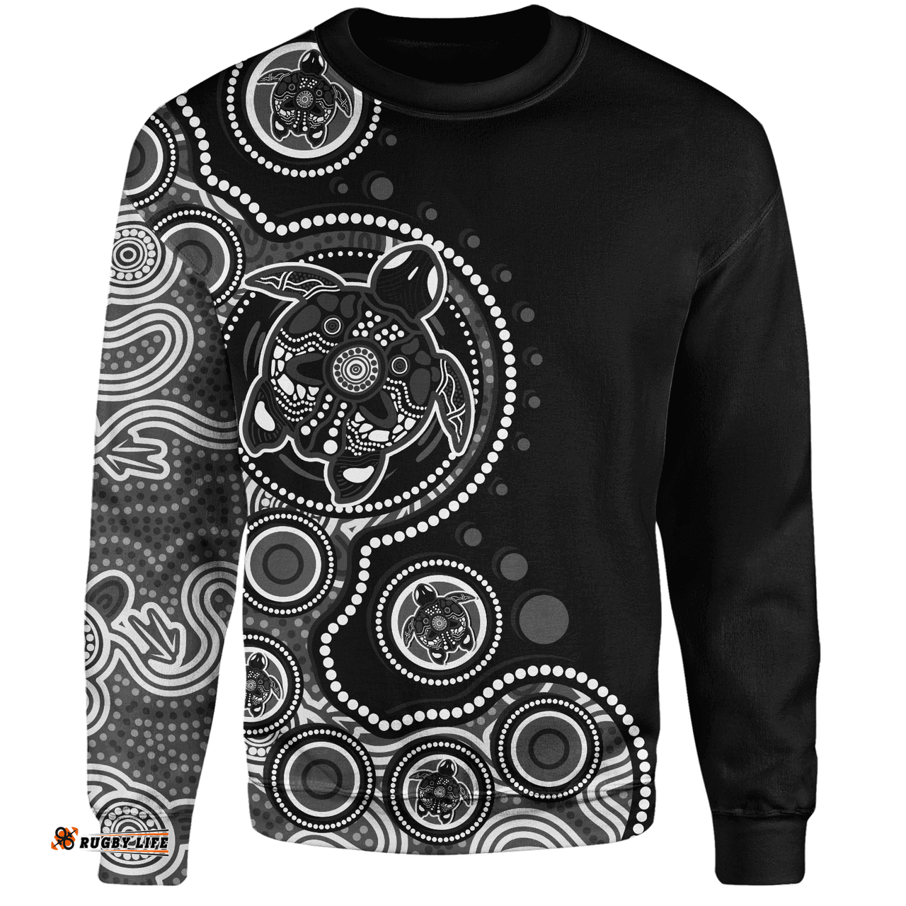 Amazing Aussie Australia Indigenous Turtle Aboriginal Dot Art Black Sweatshirt