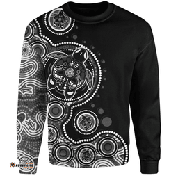 Amazing Aussie Australia Indigenous Turtle Aboriginal Dot Art Black Sweatshirt