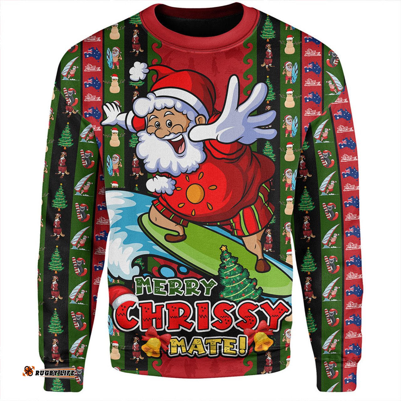 Amazing Aussie Australia Merry Chrissy Mate Santa Claus Surf Edition Sweatshirt
