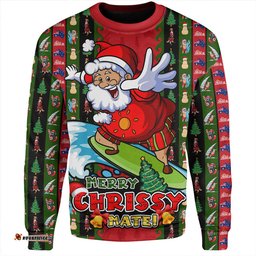 Amazing Aussie Australia Merry Chrissy Mate Santa Claus Surf Edition Sweatshirt