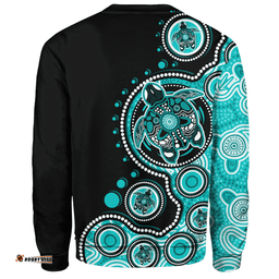 Amazing Aussie Australia Indigenous Turtle Aboriginal Dot Art Turquoise Sweatshirt