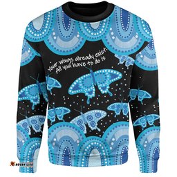 Amazing Aussie Australia Aboriginal Blue Butterflies Art Inspired Sweatshirt