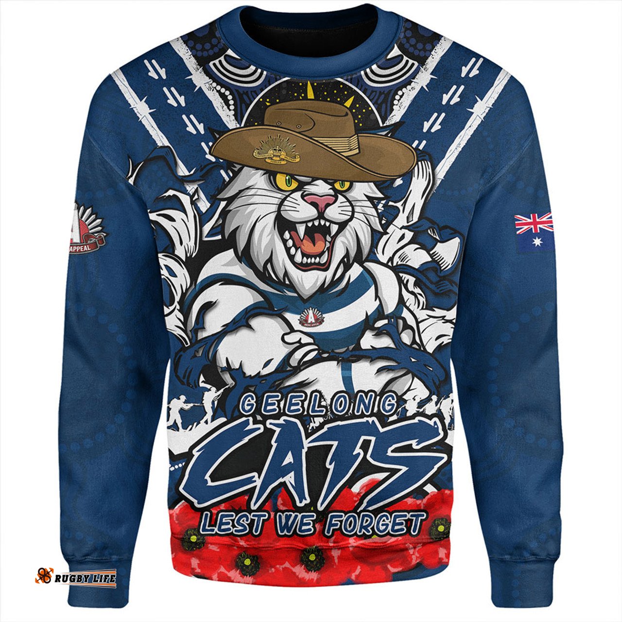Amazing Aussie Geelong Cats Ripped Legacy Of The Game The ANZAC Spirit Lives On Sweatshirt