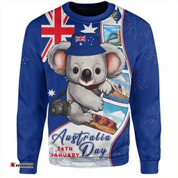Amazing Aussie Australia Happy Australia Day Koala With Pictures Of Famous Places Sweatshirt