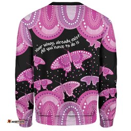 Amazing Aussie Australia Aboriginal Pink Butterflies Art Inspired Sweatshirt