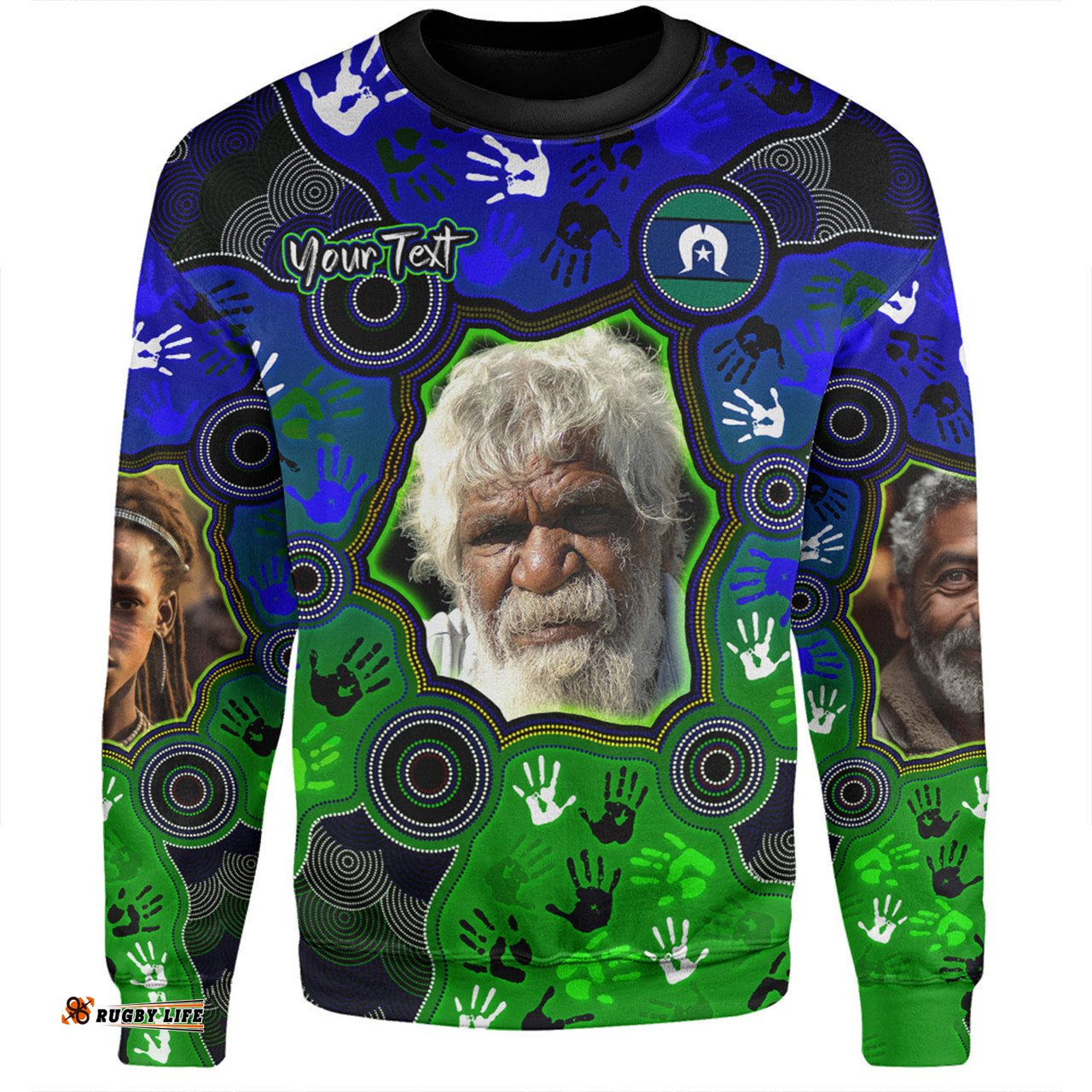 Amazing Aussie Australia Torres Strait Islands Custom Aboriginal Dot Art Indigenous Handprints Personalised Photo Sweatshirt