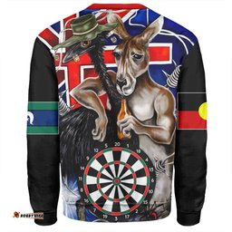 Amazing Aussie Australia Sport Darts Custom Dart Board And Australia Flag Patterns With Kangaroo Drinking Art Sweatshirt