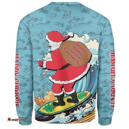 Amazing Aussie Australia Surfing Christmas Santa Happy Chrissie Tropical Pattern Sweatshirt