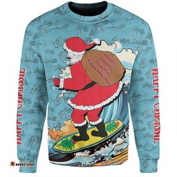 Amazing Aussie Australia Surfing Christmas Santa Happy Chrissie Tropical Pattern Sweatshirt