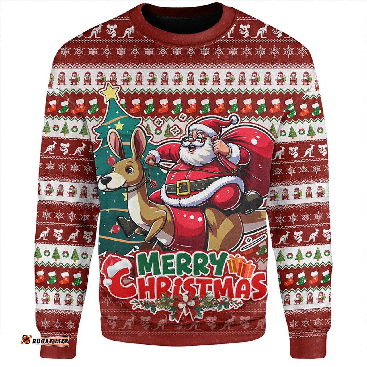 Amazing Aussie Australia Merry Christmas, Santa Claus Riding A Kangaroo Sweatshirt
