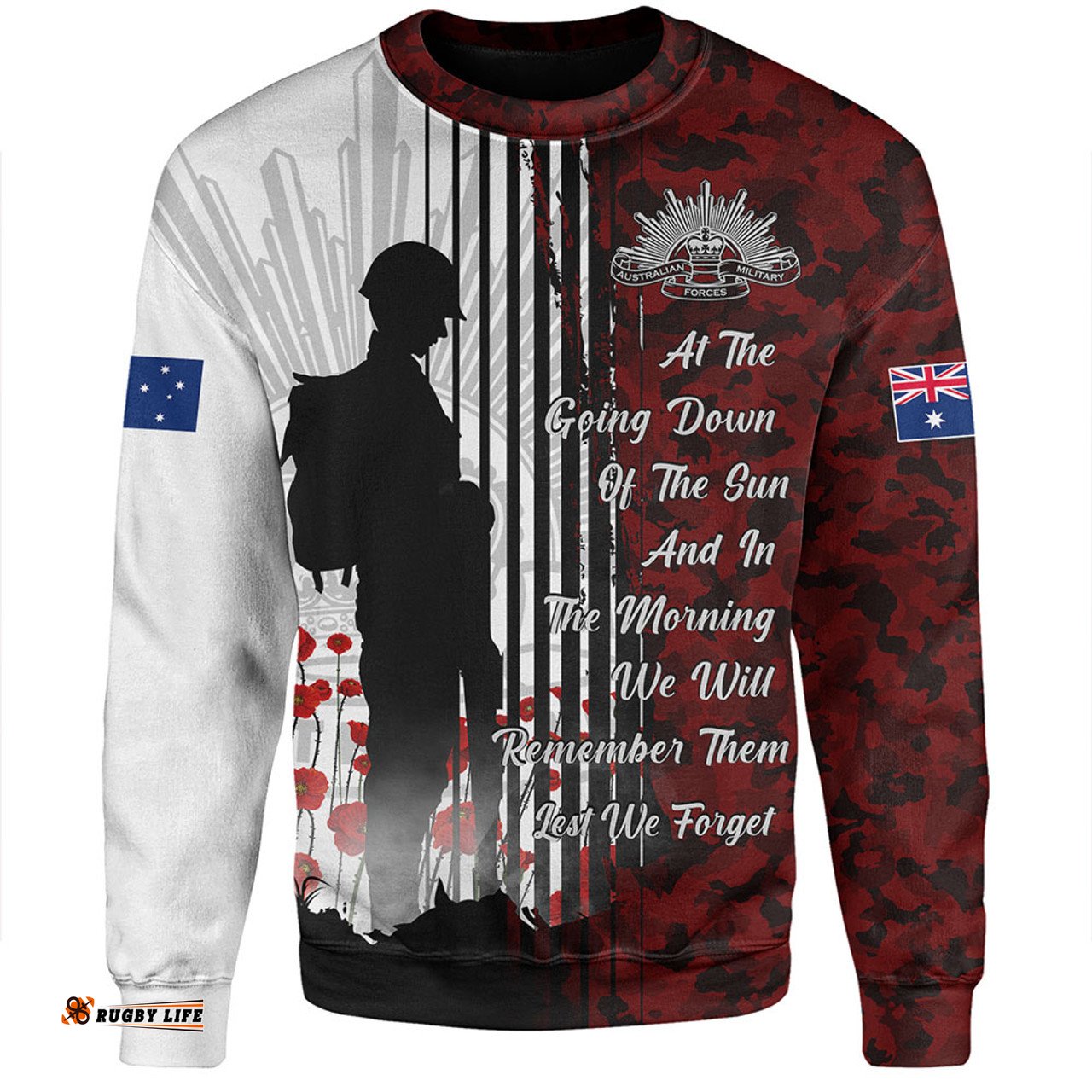 Amazing Aussie Australia Spirit Of Remembrance Day Lest We Forget Red Sweatshirt