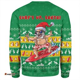 Amazing Aussie Australia Merry Christmas Mate Surf's Up Santa Green Sweatshirt