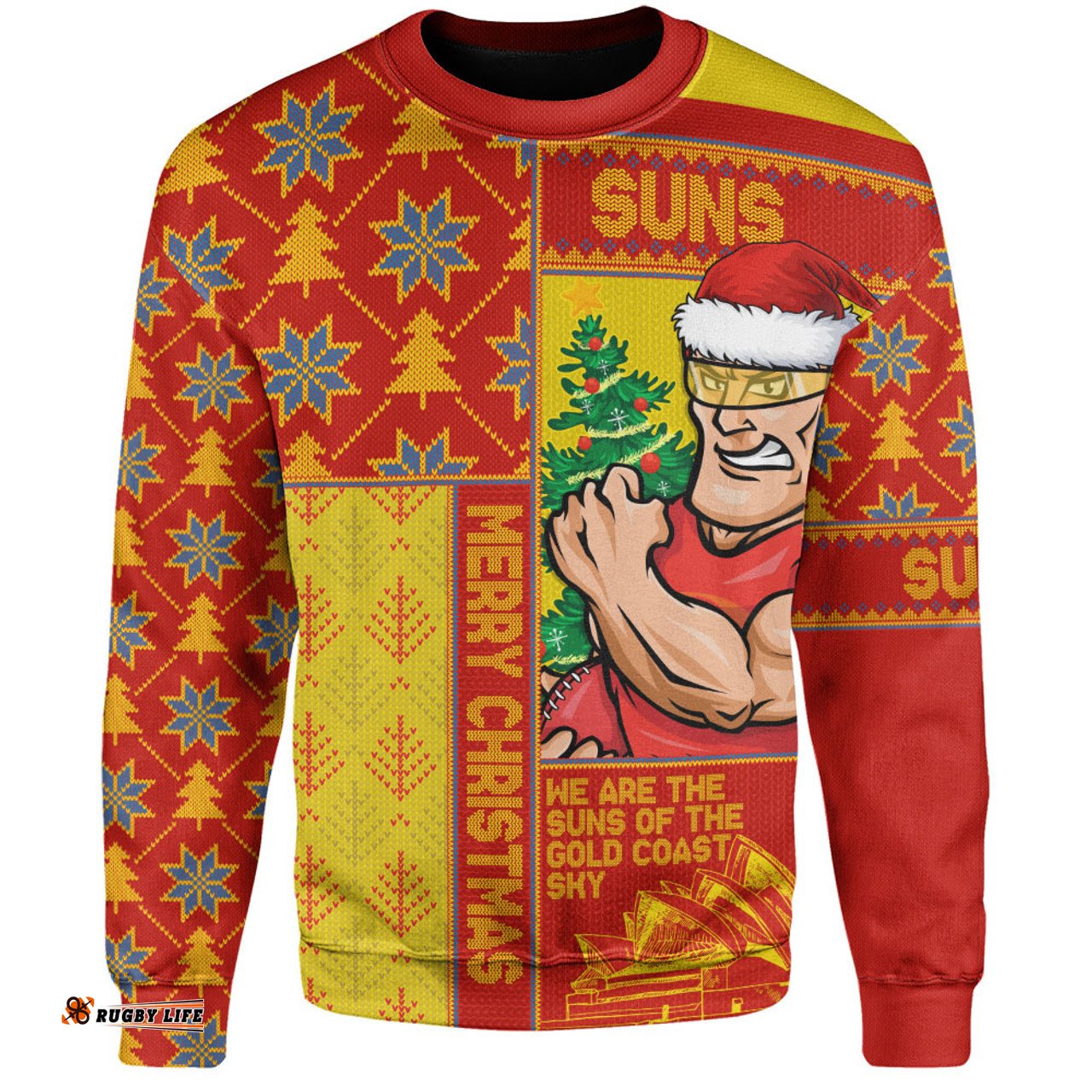Amazing Aussie Gold Coast SUNS Merry Christmas Knit Style Festive Spirit Sweatshirt