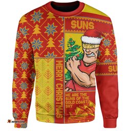 Amazing Aussie Gold Coast SUNS Merry Christmas Knit Style Festive Spirit Sweatshirt