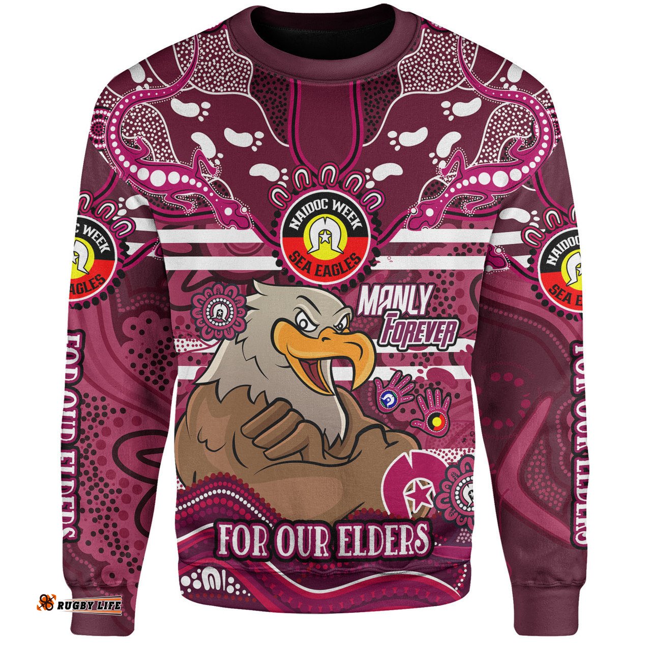 Amazing Aussie Manly Warringah Sea Eagles Custom For Our Elders Home Jersey Sweatshirt