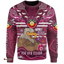 Amazing Aussie Manly Warringah Sea Eagles Custom For Our Elders Home Jersey Sweatshirt