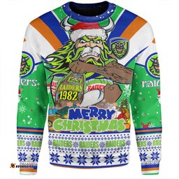 Amazing Aussie Canberra Raiders Christmas Custom Canberra Viking Santa Aussie Big Things Sweatshirt