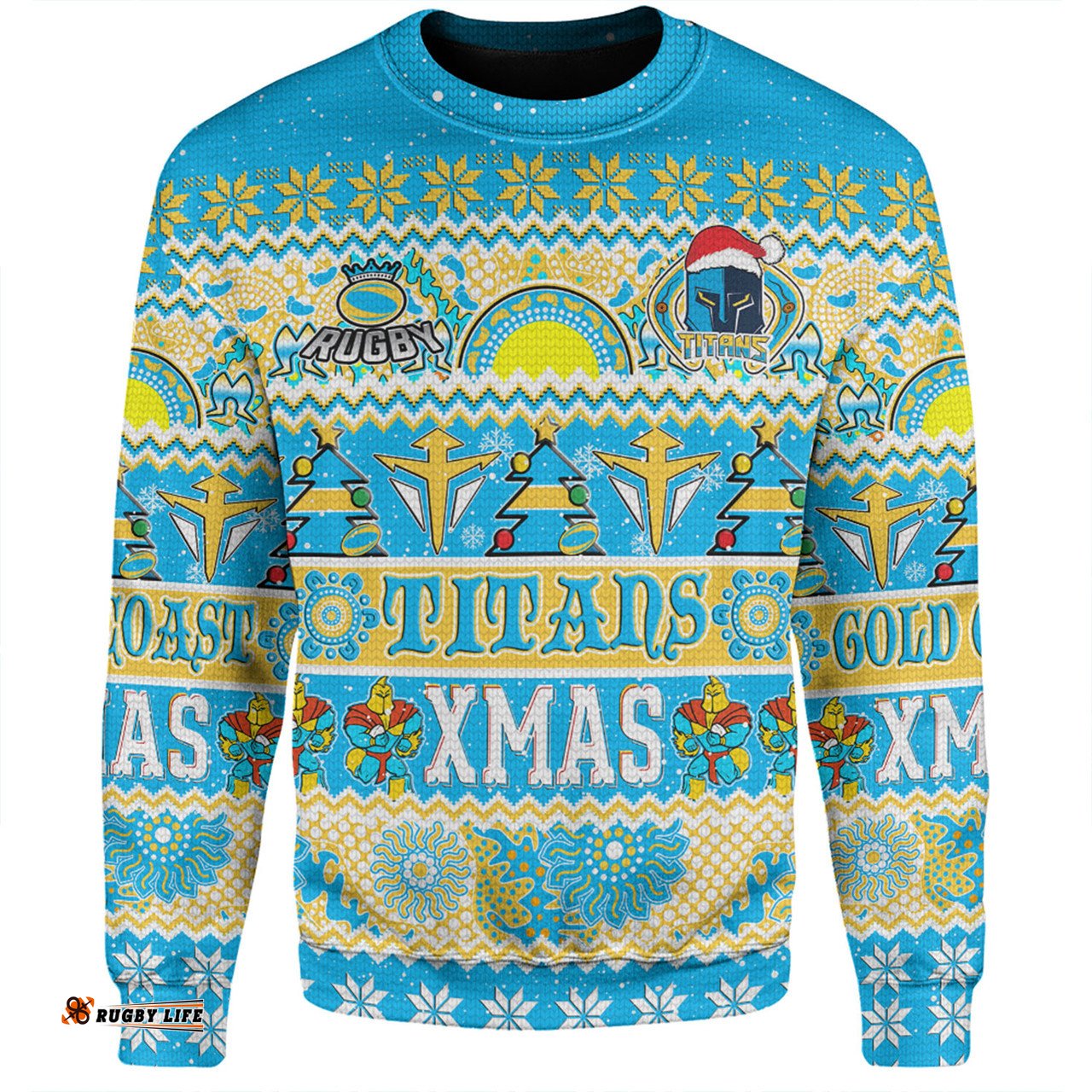 Amazing Aussie Gold Coast Titans Christmas Aboriginal Custom Indigenous Knitted Ugly Xmas Style Sweatshirt