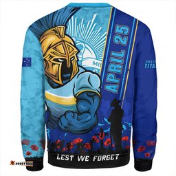 Amazing Aussie Gold Coast Titans Anzac Day Lest We Forget Strong Fighting Spirit Sweatshirt