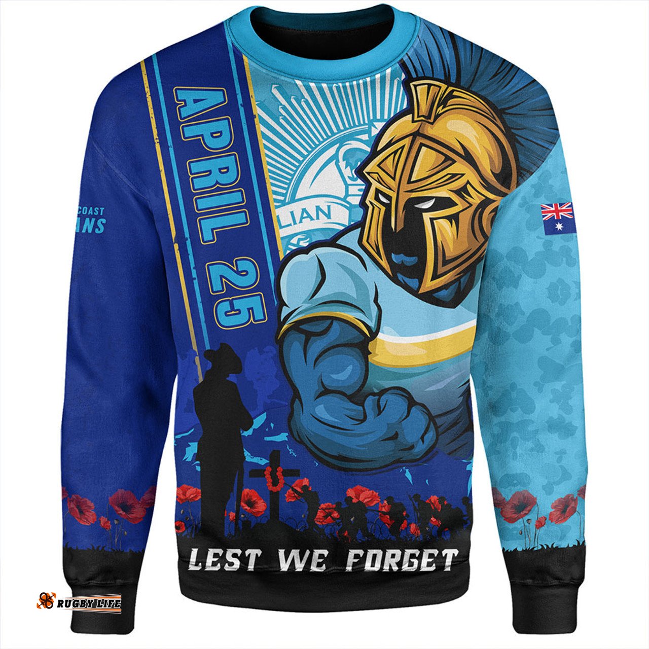 Amazing Aussie Gold Coast Titans Anzac Day Lest We Forget Strong Fighting Spirit Sweatshirt