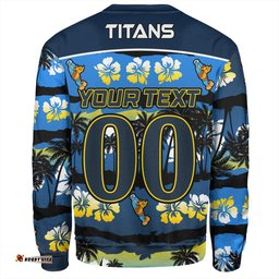 Amazing Aussie Gold Coast Titans Sport Tropical Hibiscus and Coconut Trees Sweatshirt