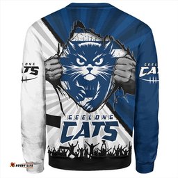 Amazing Aussie Geelong Cats Breaking Through Fan Design Sweatshirt