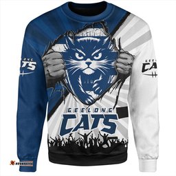 Amazing Aussie Geelong Cats Breaking Through Fan Design Sweatshirt