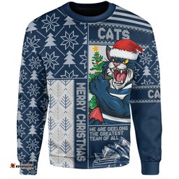 Amazing Aussie Geelong Cats Merry Christmas Knit Style Festive Spirit Sweatshirt