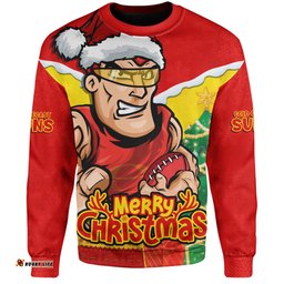 Amazing Aussie Gold Coast SUNS Santa Scoring Touchdown On Christmas Game Day Sweatshirt
