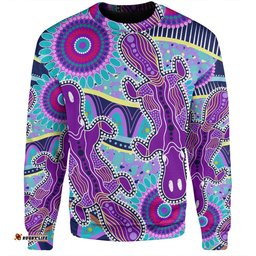 Amazing Aussie Australia Platypus Aboriginal Purple Platypus With Aboriginal Art Dot Painting Patterns Inspired Sweatshirt