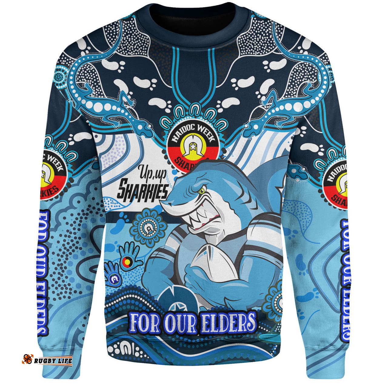 Amazing Aussie Cronulla Sutherland Sharks Naidoc Week Custom For Our Elders Home Jersey Sweatshirt