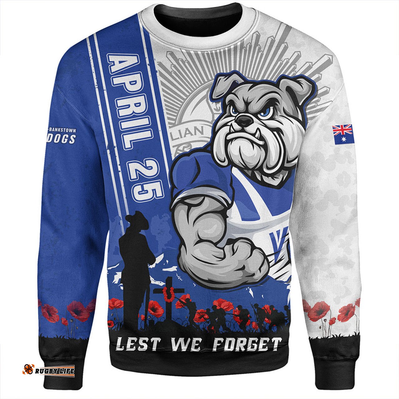 Amazing Aussie Canterbury Bankstown Bulldogs Anzac Day Lest We Forget Strong Fighting Spirit Sweatshirt
