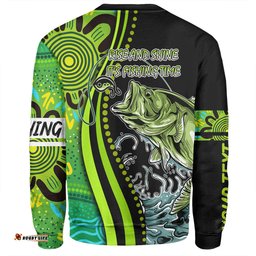 Amazing Aussie Australia Fishing Aboriginal Fishing Custom Rise And Shine A Bass Fish Jumps Out Of Water And Aboriginal Patterns Inspired Sweatshirt