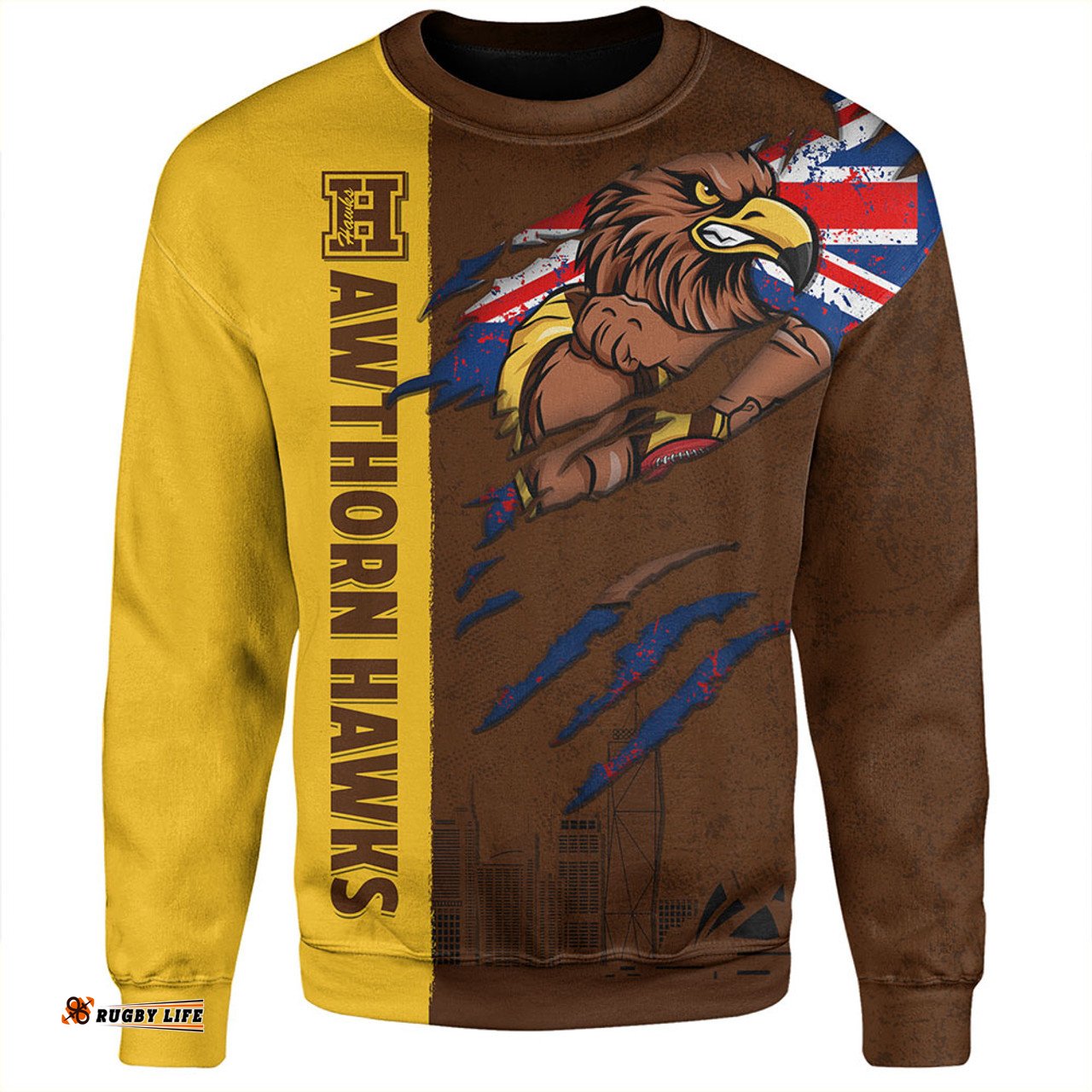 Amazing Aussie Hawthorn Burning Passion Of Power Scratch Style Sweatshirt