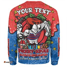 Amazing Aussie Newcastle Knights Christmas Custom Merry Christmas Our Beloved Team With Aboriginal Dot Art Pattern Sweatshirt