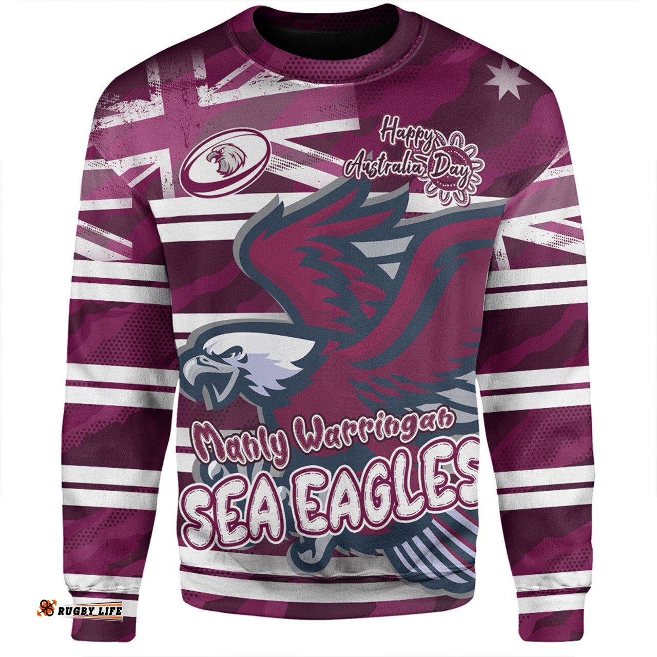 Amazing Aussie Manly Warringah Sea Eagles Happy Australia Day We Are One And Free Sweatshirt