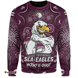 Amazing Aussie Manly Warringah Sea Eagles Aboriginal Pattern Inspired Victory Is Ours Sweatshirt