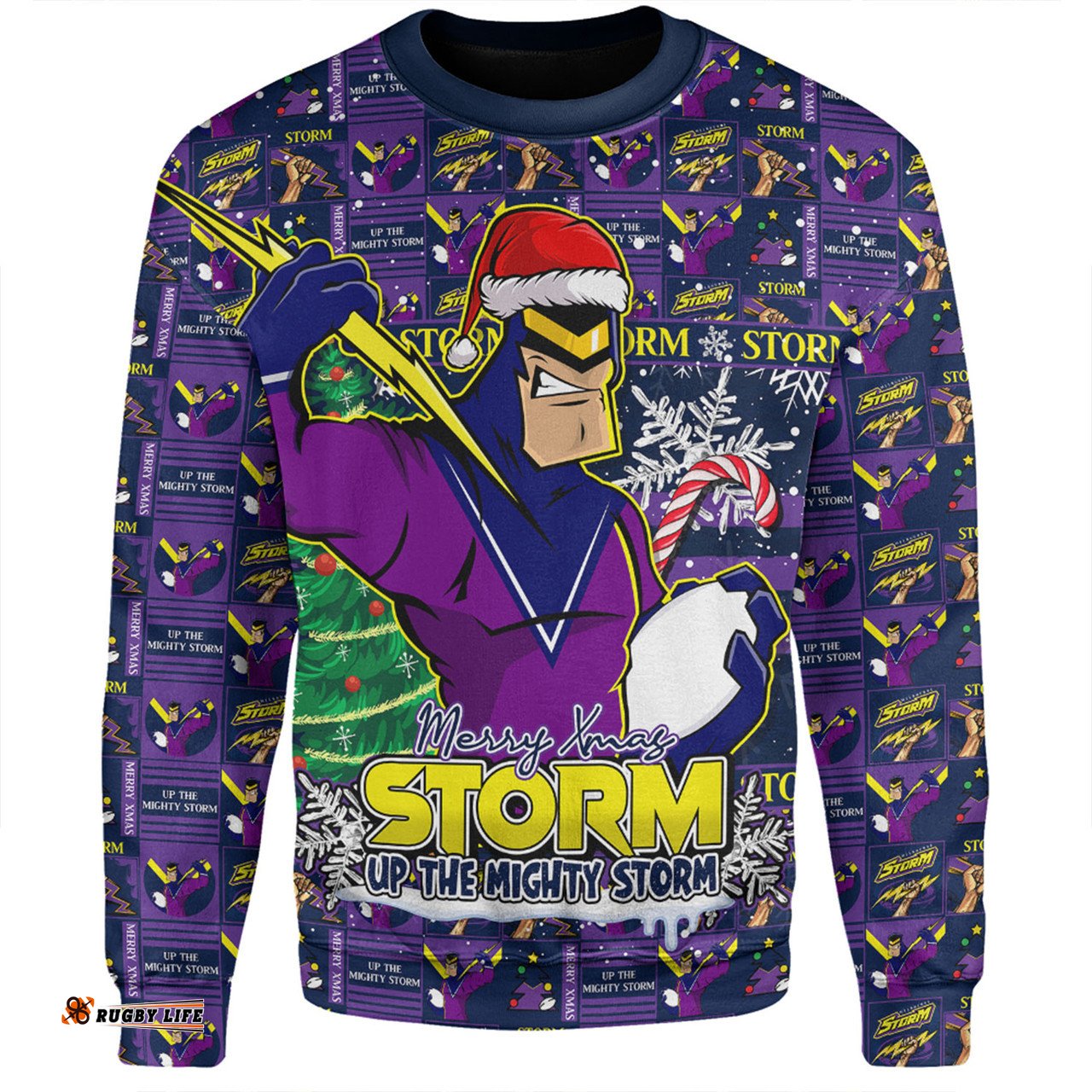 Amazing Aussie Melbourne Storm Merry Ugly Christmas Comic Style Sweatshirt