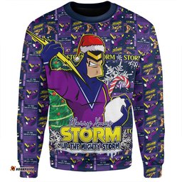 Amazing Aussie Melbourne Storm Merry Ugly Christmas Comic Style Sweatshirt