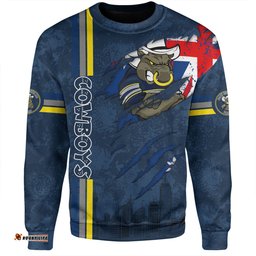 Amazing Aussie North Queensland Cowboys Happy Australia Day Flag Scratch Style Sweatshirt